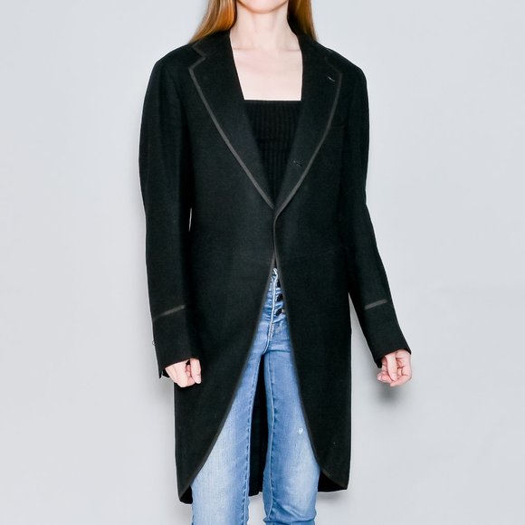 593. BROOKS BROTHERS Antique Vintage Cut Away Long Mens Coat Edwardian Victorian - Picture 5 of 10